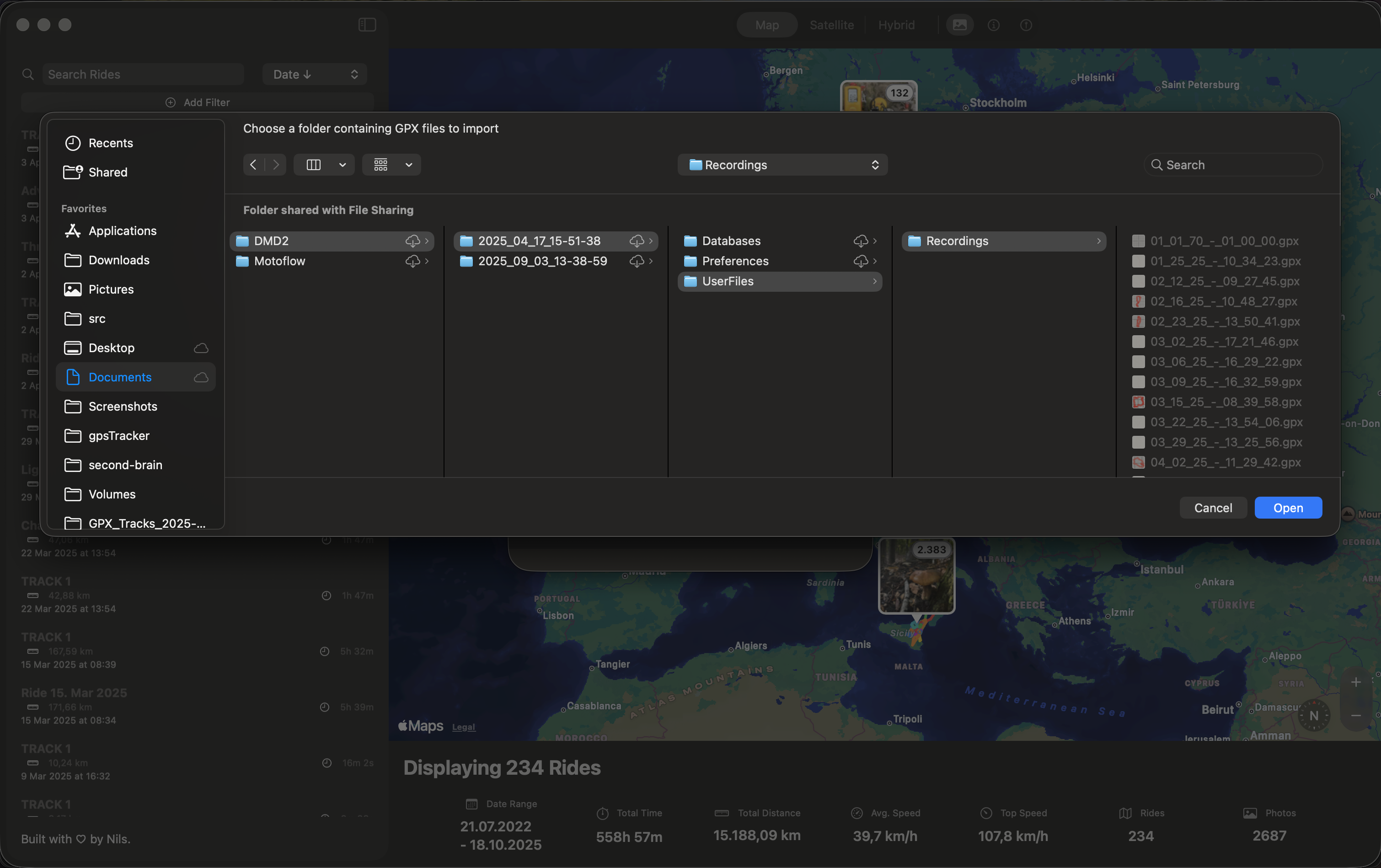 Importing DMD2 GPX files into MotoFlow on Mac